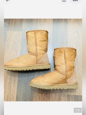 UGG Camel Suede Slip On Tall Boots Size 6